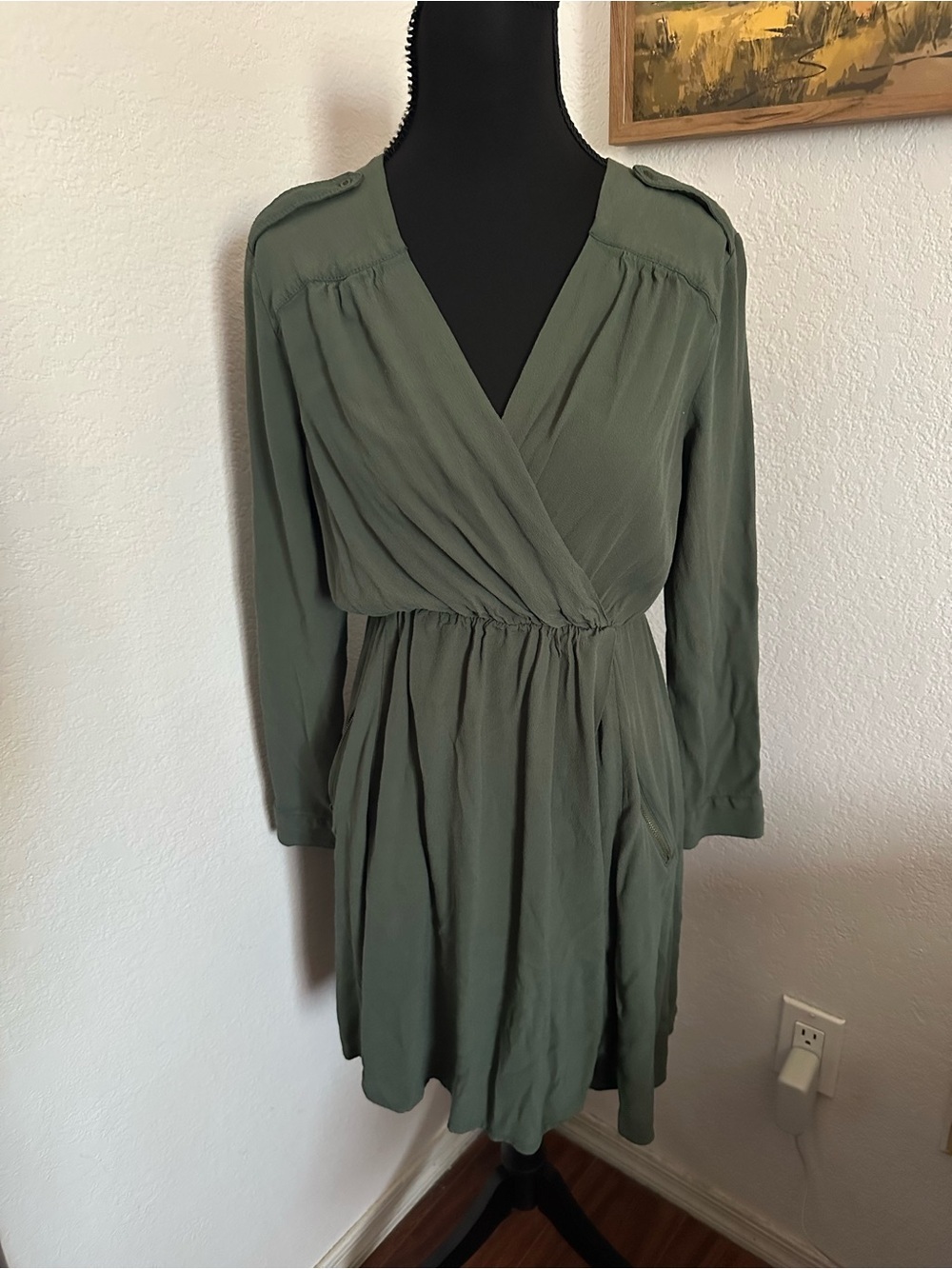 Anthropologie Maeve Lene Dress in Moss Green -Size XS